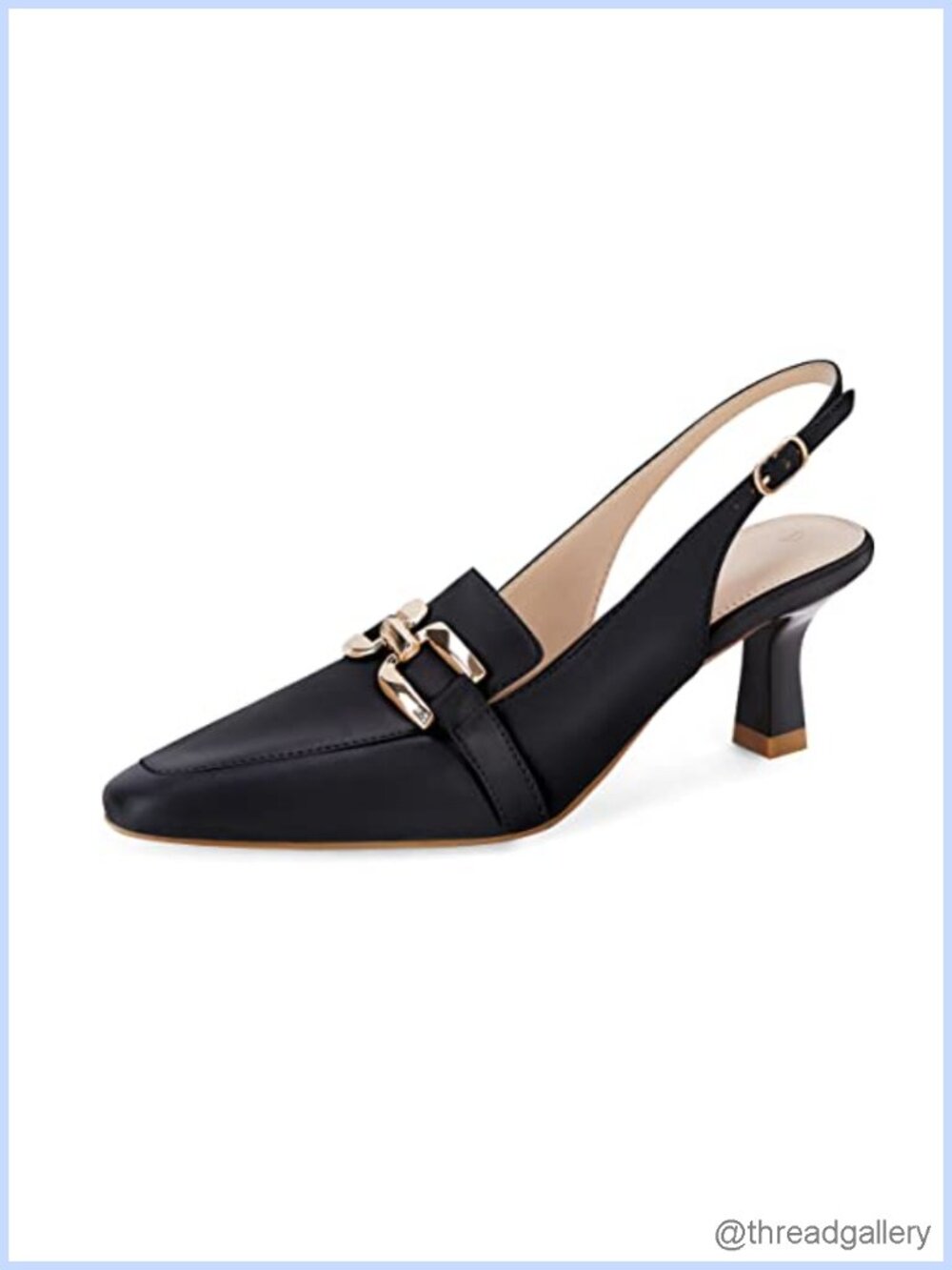 Womens Slingback Kitten Heel Pumps Closed Toe Metal Chain Dress Shoes